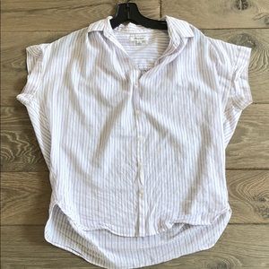 Madewell XS striped purple button down shirt
